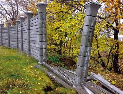 Укрепление столбов и фундамента забора